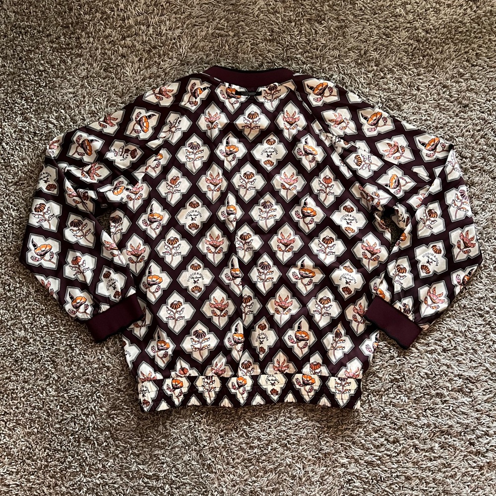Scotch & Soda Dark Burgundy Floral Bomber Jacket reversible. - Picture 2 of 10